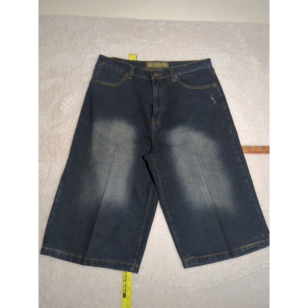FUSAI grunge, Skater, Distressed Y2K Baggy Long jean Shorts 34×16"